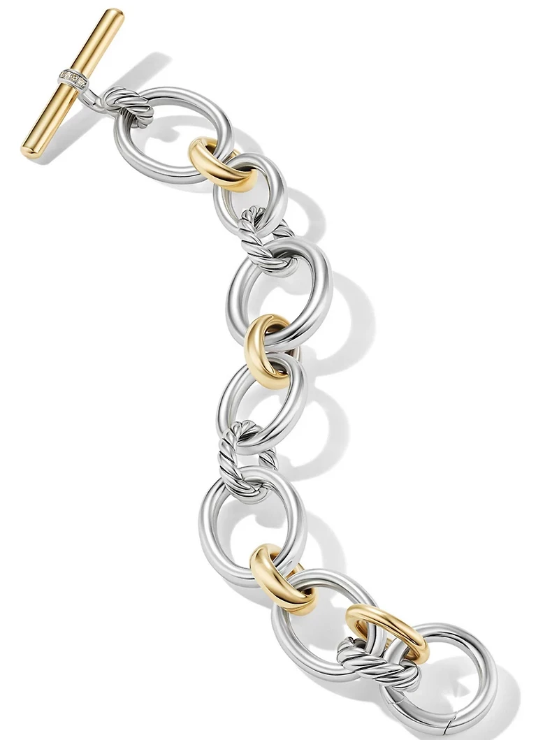Dy Mercer™ Chain Bracelet In Sterling Silver With 18k Yellow Gold And Pavé Diamonds