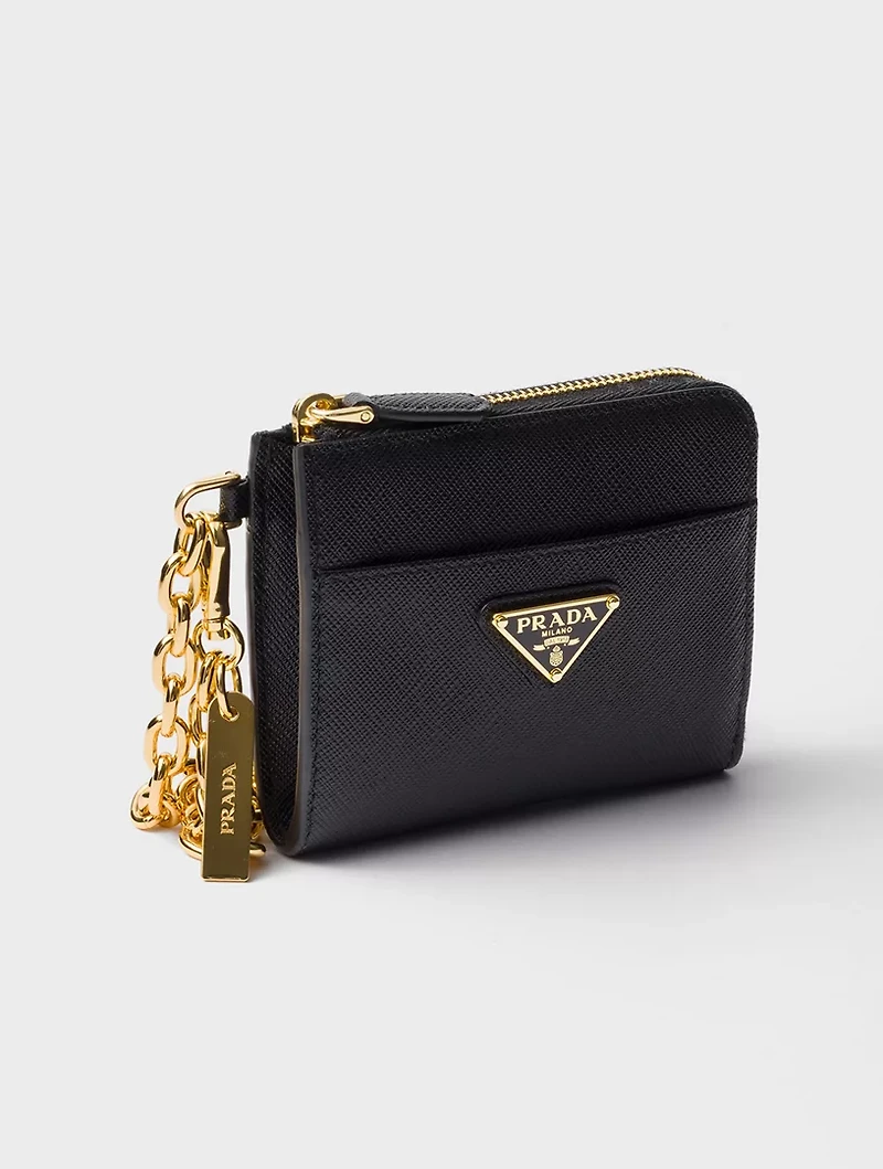 Small Saffiano Leather Zipper Wallet