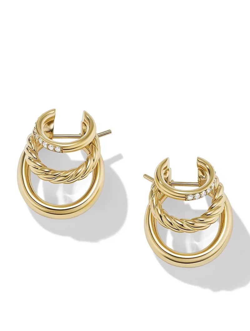 Dy Mercer™ Hoop Earrings In 18k Yellow Gold With Pavé Diamonds