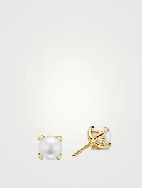 Pearl Classics Stud Earrings In 18k Yellow Gold And Diamonds, 6.6mm
