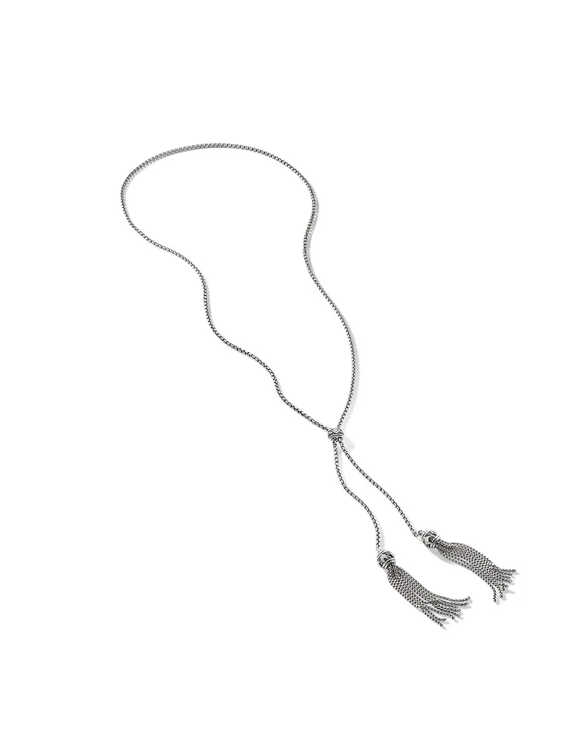 Renaissance Tassel Necklace In Sterling Silver With Pavé Diamonds