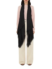 Wide Check Wool Silk Scarf