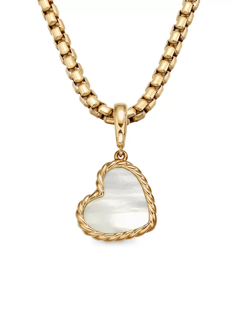 Dy Elements® Heart Amulet In 18k Yellow Gold With Mother Of Pearl