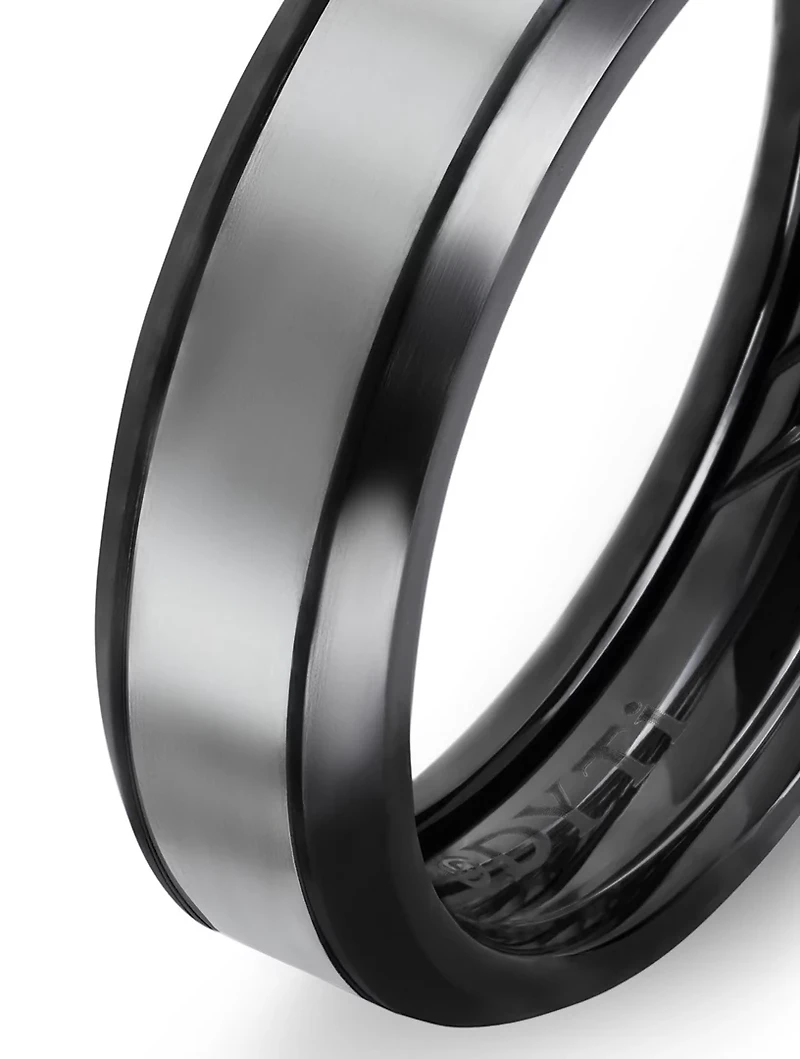 Beveled Band Ring Black Titanium With Grey Titanium, 6mm