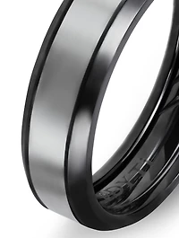 Beveled Band Ring Black Titanium With Grey Titanium, 6mm