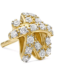 Pavé Crossover Stud Earrings In 18k Yellow Gold With Diamonds, 9mm