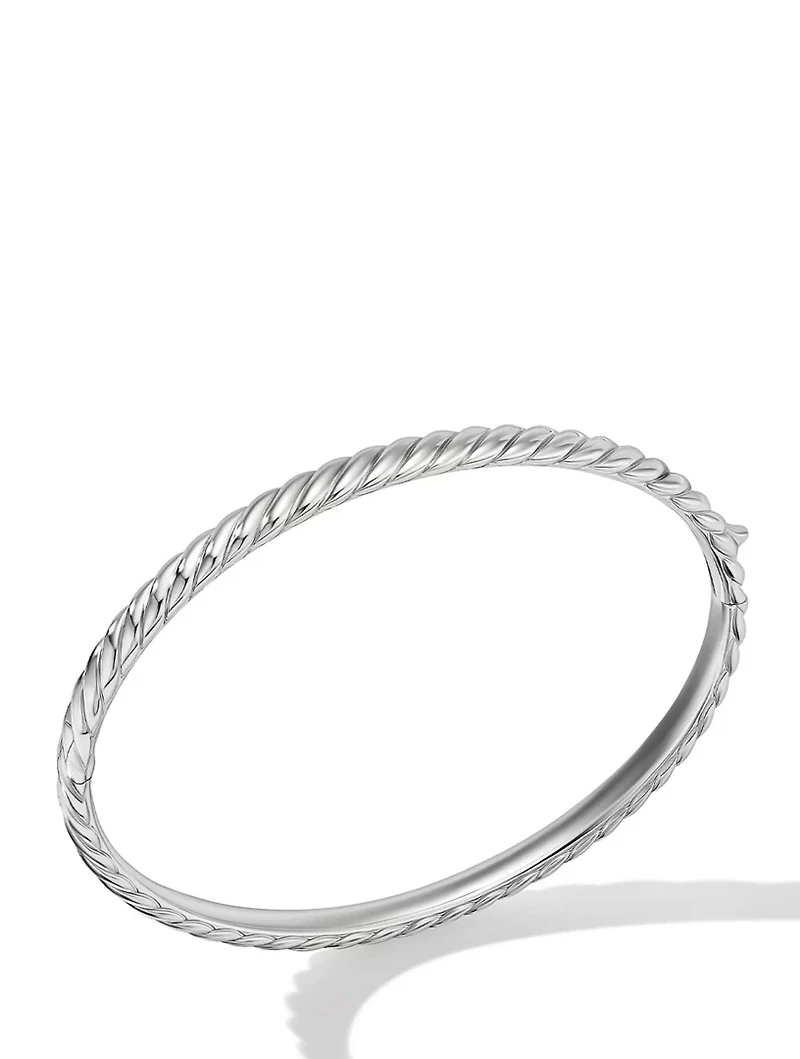 Sculpted Cable Bangle Bracelet 18k White Gold