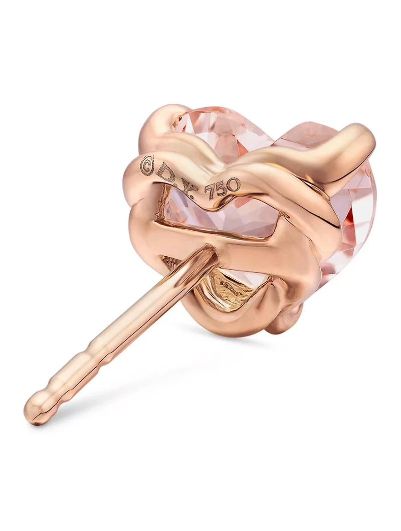 Chatelaine® Heart Stud Earrings In 18k Rose Gold With Morganite, 8mm