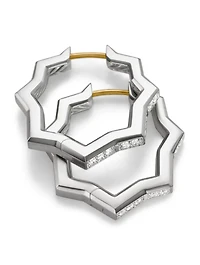Zig Zag Stax™ Hoop Earrings In Sterling Silver With Diamonds, 22.8mm