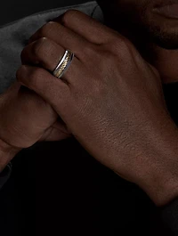 Cable Inset Band Ring Sterling Silver With 18k Yellow Gold