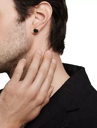 Streamline® Stud Earring In 18k Yellow Gold With Forged Carbon, 10.5mm