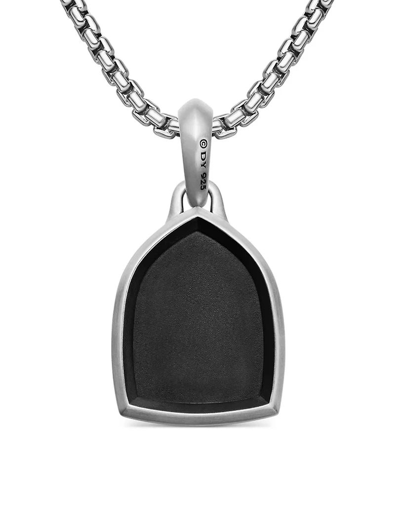St. Anthony Amulet In Sterling Silver With Black Diamonds, 21.8mm