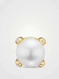 Pearl Classics Stud Earrings In 18k Yellow Gold And Diamonds, 6.6mm