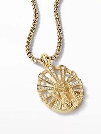 Madonna Amulet In 18k Yellow Gold With Pavé Diamonds
