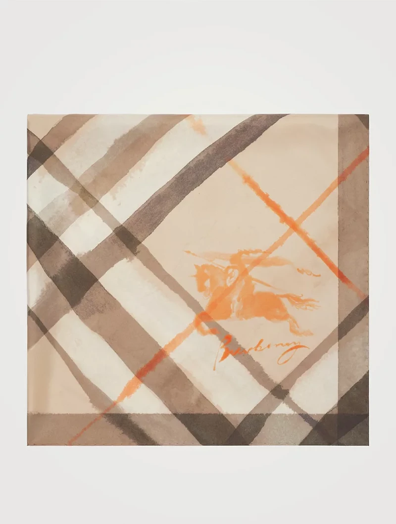 Watercolour Check Silk Scarf