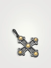 Shipwreck Cross Amulet  In Sterling Silver With 18k Yellow Gold, 44mm