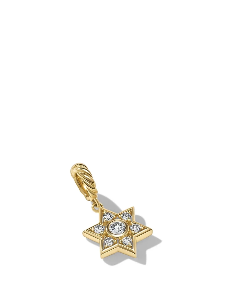 Star Of David Pendant In 18k Yellow Gold With Diamonds