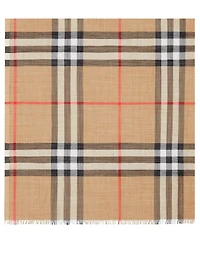 Check Lightweight Wool Silk Scarf