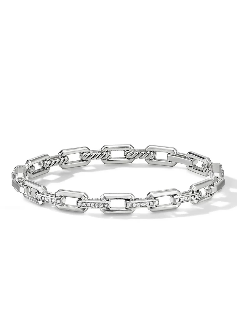 Stax Link Bracelet Sterling Silver With Pavé Diamonds