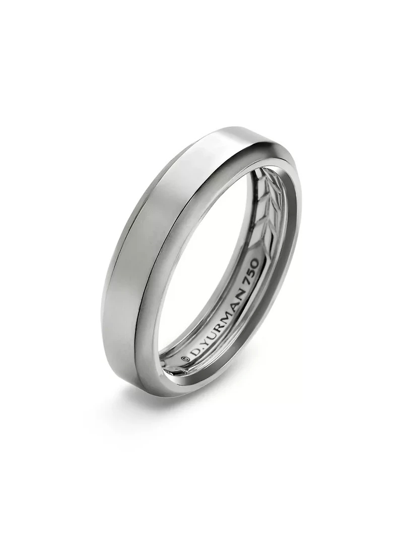 Beveled Band Ring 18k White Gold, 6mm