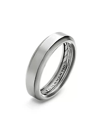 Beveled Band Ring 18k White Gold, 6mm