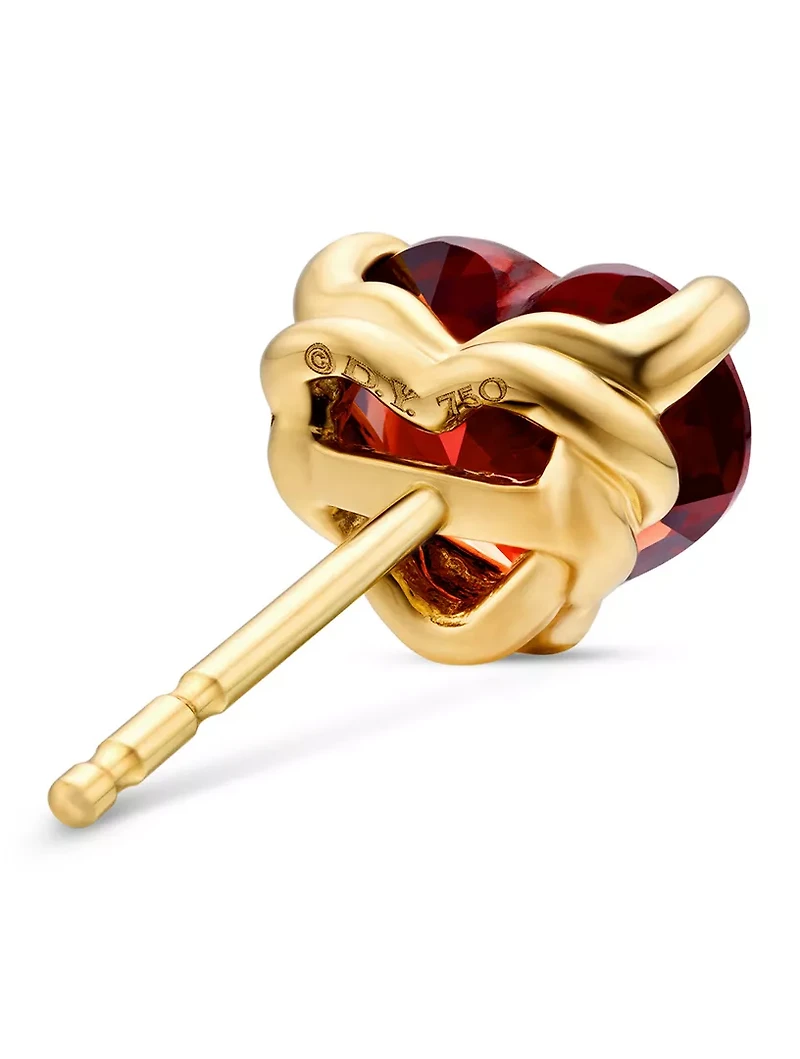 Chatelaine® Heart Stud Earrings In 18k Yellow Gold With Garnet, 8mm