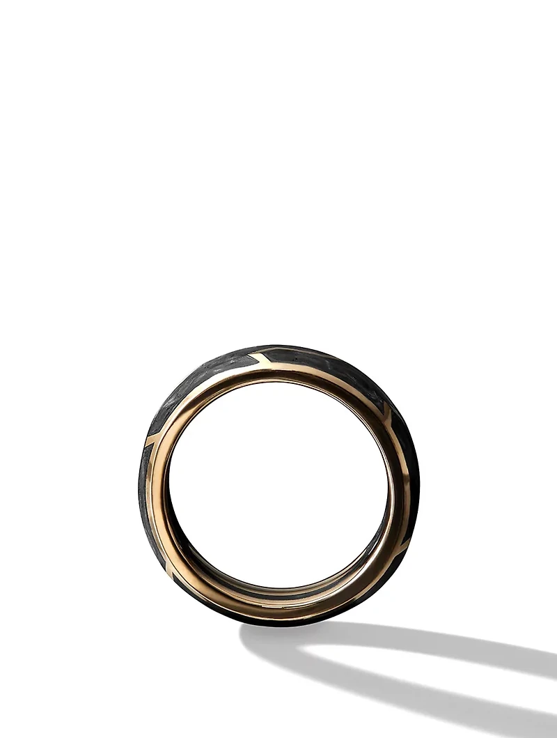 Forged Carbon Band Ring With 18k Yellow Gold