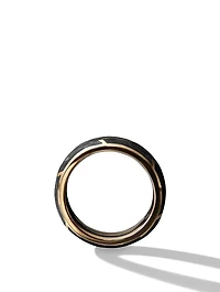 Forged Carbon Band Ring With 18k Yellow Gold