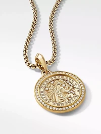 St. Christopher Amulet In 18k Yellow Gold With Pavé Diamonds