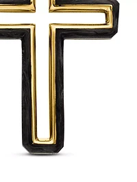 Forged Carbon Cross Pendant In 18k Yellow Gold