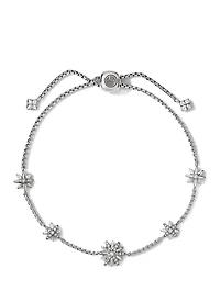 Petite Starburst Station Chain Bracelet In Sterling Silver With Pavé Diamonds