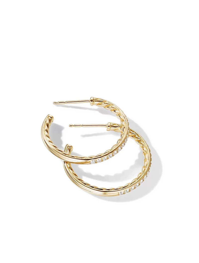 Pavé Hoop Earrings In 18k Yellow Gold With Diamonds