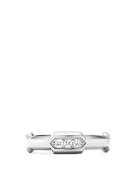 Hex Station Band Ring Sterling Silver With Pavé Diamonds