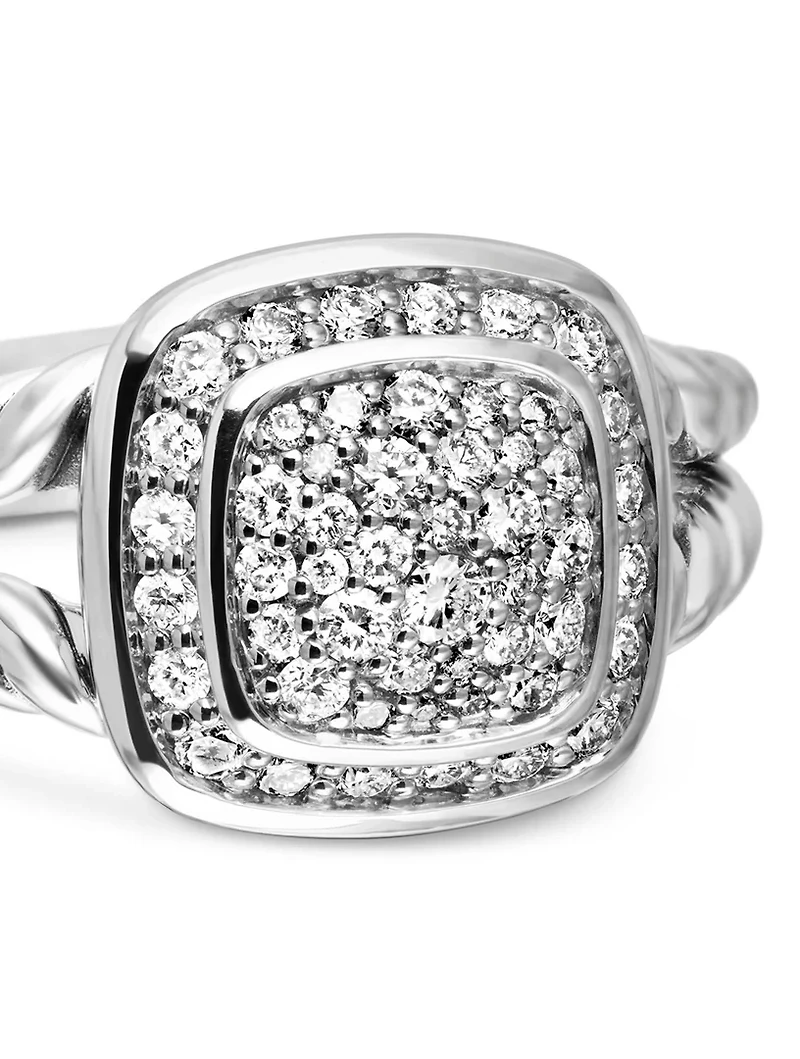 Petite Albion® Ring Sterling Silver With Pavé Diamonds, 7mm