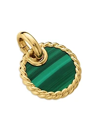 Dy Elements® Disc Pendant In 18k Yellow Gold With Malachite, 15.5mm