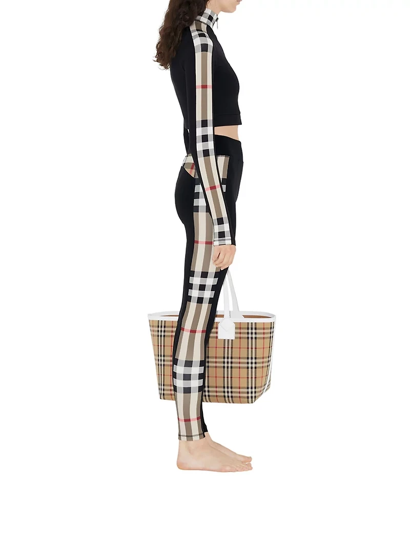Check Trim Stretch Jersey Leggings