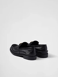 Croco-print Leather Loafers