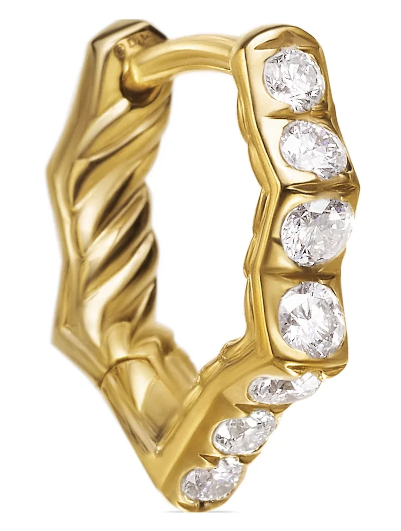 Zig Zag Stax™ Huggie Hoop Earrings In 18k Yellow Gold With Diamonds, 13mm