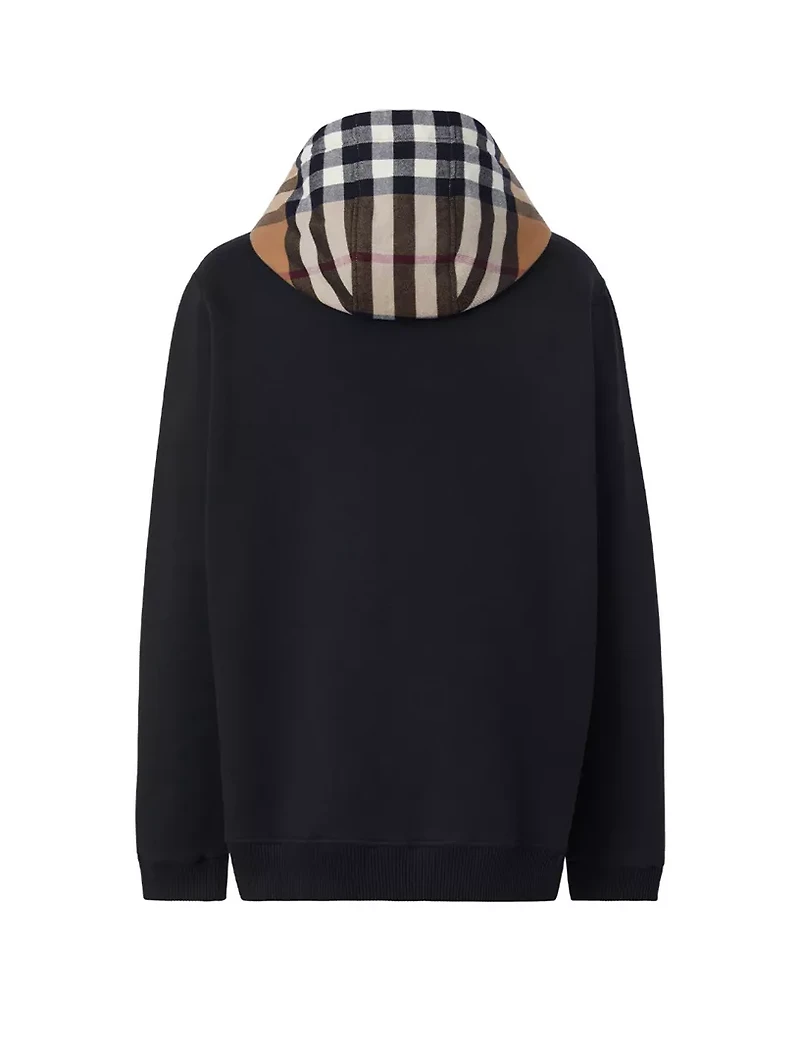 Check Hood Cotton Zip Hoodie