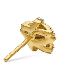 Pavé Crossover Stud Earrings In 18k Yellow Gold With Diamonds, 9mm