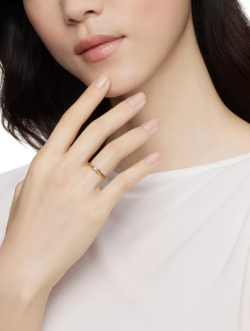 Petite X Ring 18k Yellow Gold With Diamonds, 2.2mm