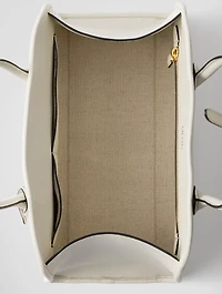 Medium Linen Blend And Leather Tote Bag