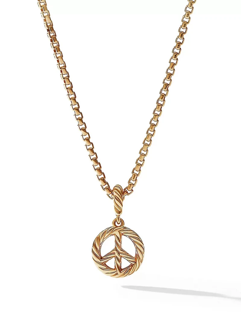 Peace Sign Amulet In 18k Yellow Gold With Pavé Diamonds