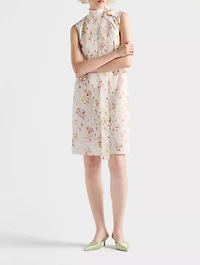 Pleated Floral-print Poplin Dress