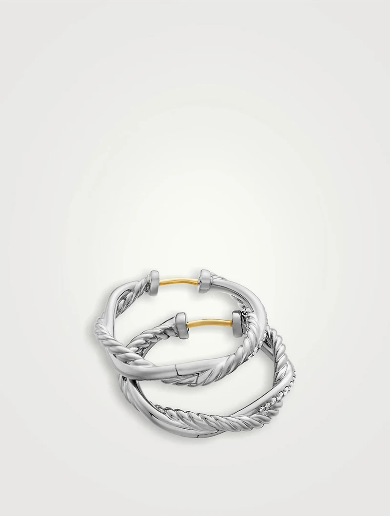 Petite Infinity Hoop Earrings In Sterling Silver With Diamonds, 17.3mm