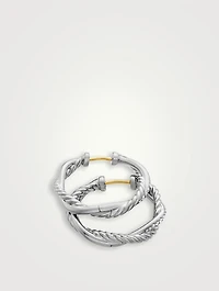 Petite Infinity Hoop Earrings In Sterling Silver With Diamonds, 17.3mm