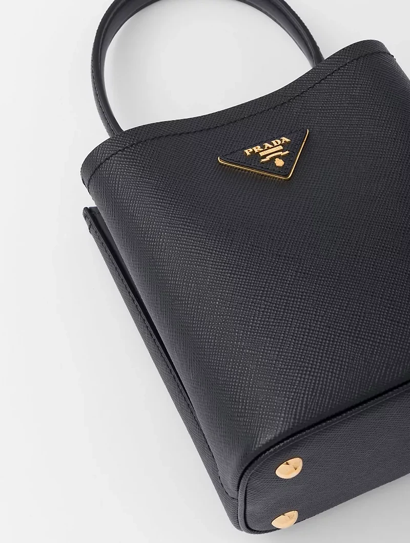 Small Saffiano Leather Prada Panier Bag