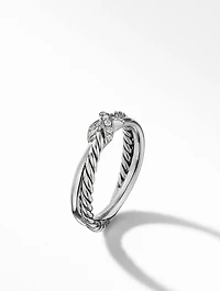 Petite X Ring Sterling Silver With Pavé Diamonds