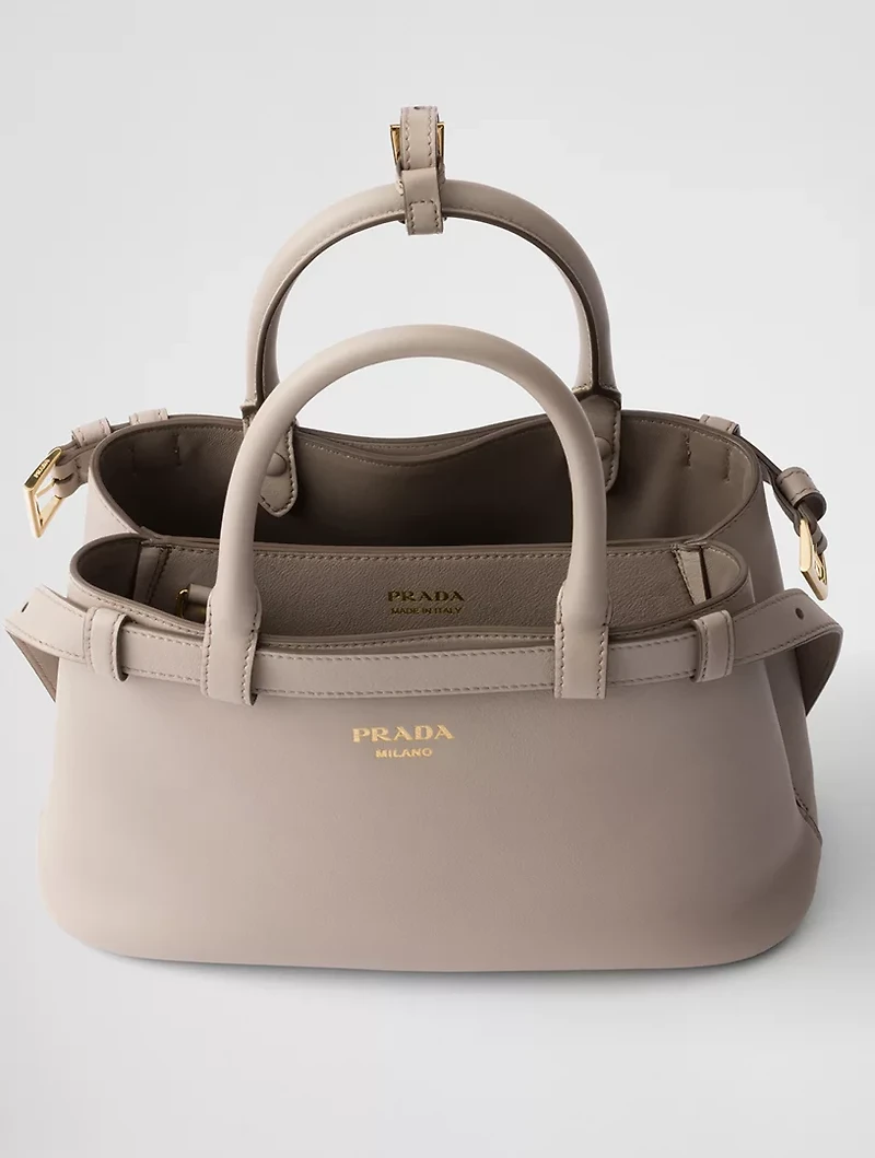 Prada Buckle Small Leather Handbag With Double Belt