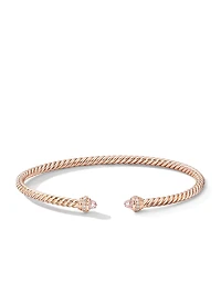 Cablespira® Bracelet 18k Rose Gold With Morganite And Pavé Diamonds